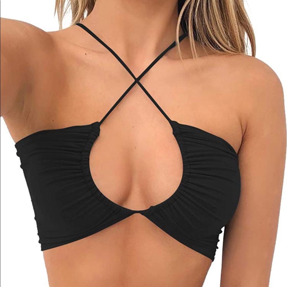 Black Cross Bralette Top